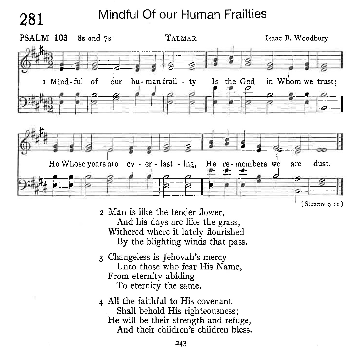 Psalm 103 - Mindful of Our Human Frailties