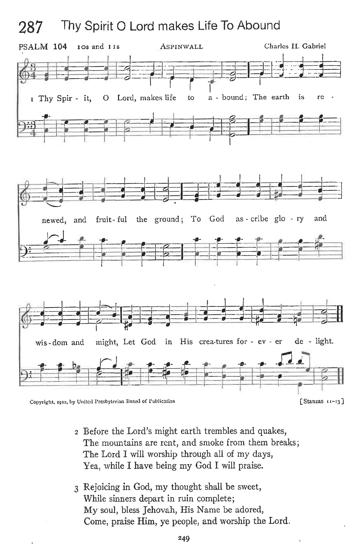 Psalm 104 - Thy Spirit O Lord Makes Life to Abound