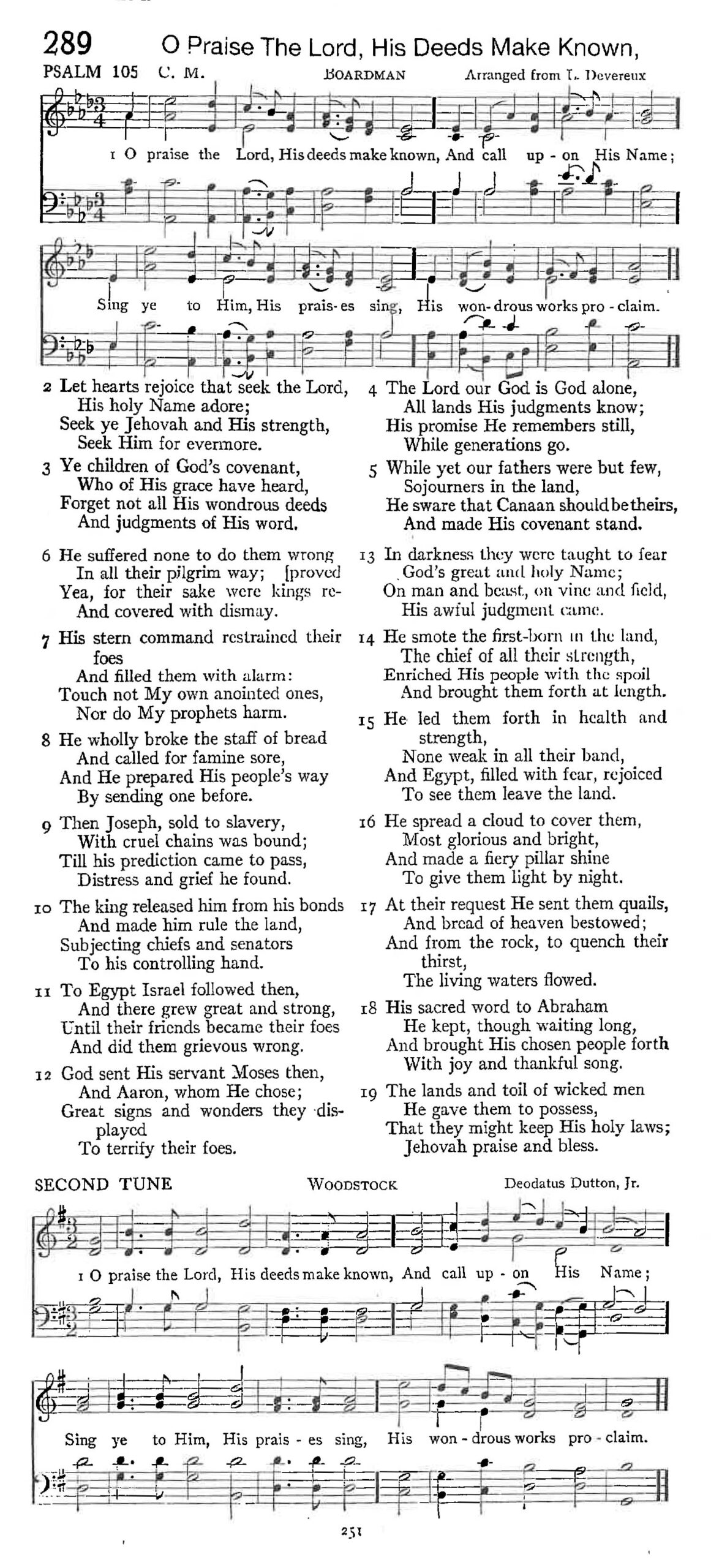 Psalm 105 - O Praise the Lord His Deeds Make Known