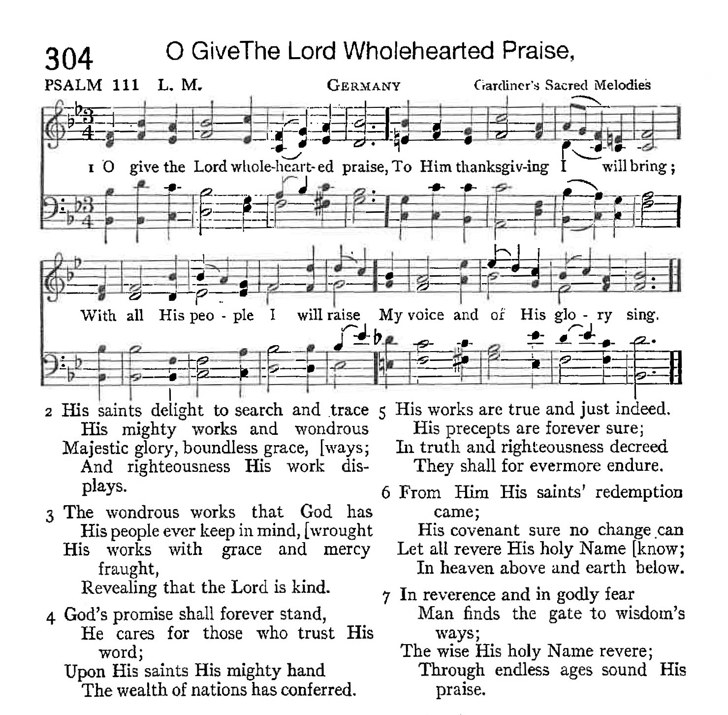 Psalm 111 - O Give the Lord Wholehearted Praise