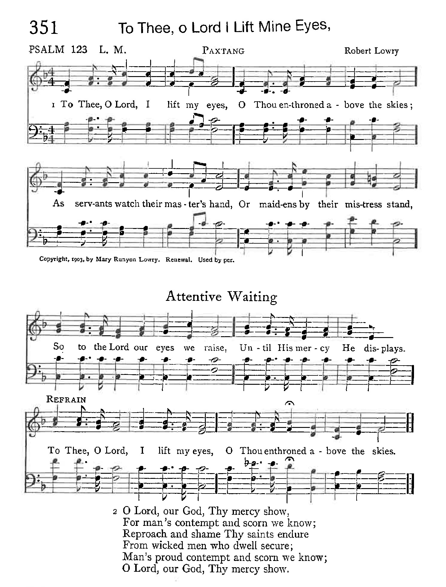 Psalm 123 - To Thee, O Lord I Lift Mine Eyes