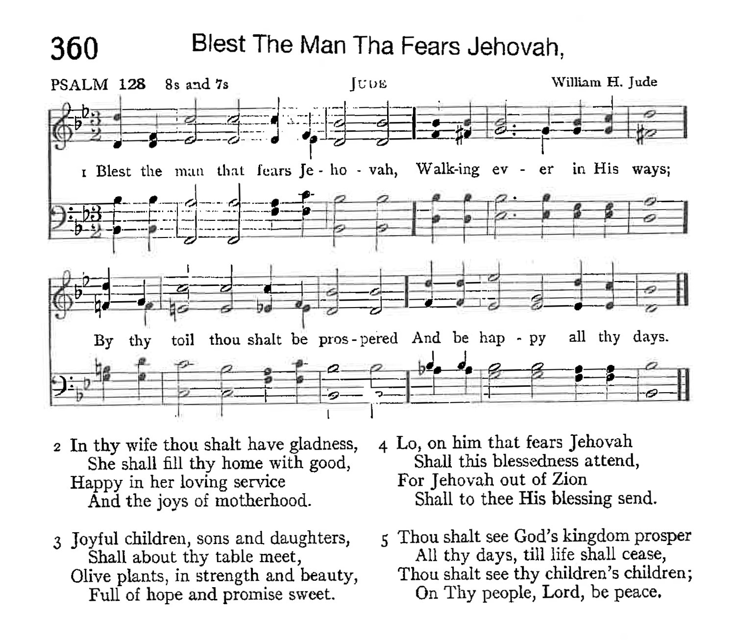 Psalm 128 - Blest The Man That Fears Jehovah